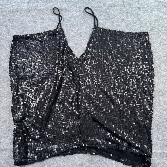 Vintage Fredericks of Hollywood Large Sequin Spaghetti Strap Flowy Blouse - Picture 7 of 7